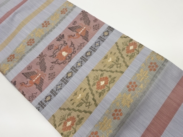 JAPANESE NAGOYA OBI / WOVEN FLOWER & BIRD